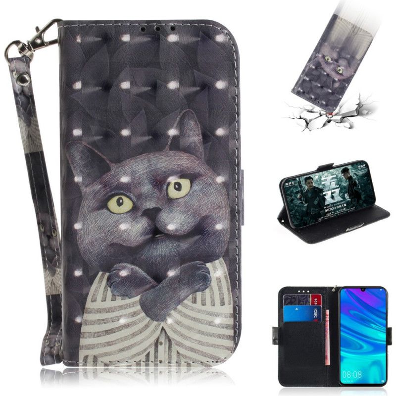 Lederhüllen Huawei P Smart 2019 Handyhülle Graue Katze Mit Tanga