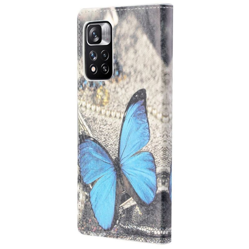 Lederhüllen Xiaomi Redmi Note 11 Pro / Note 11 Pro Plus Blauer Schmetterling