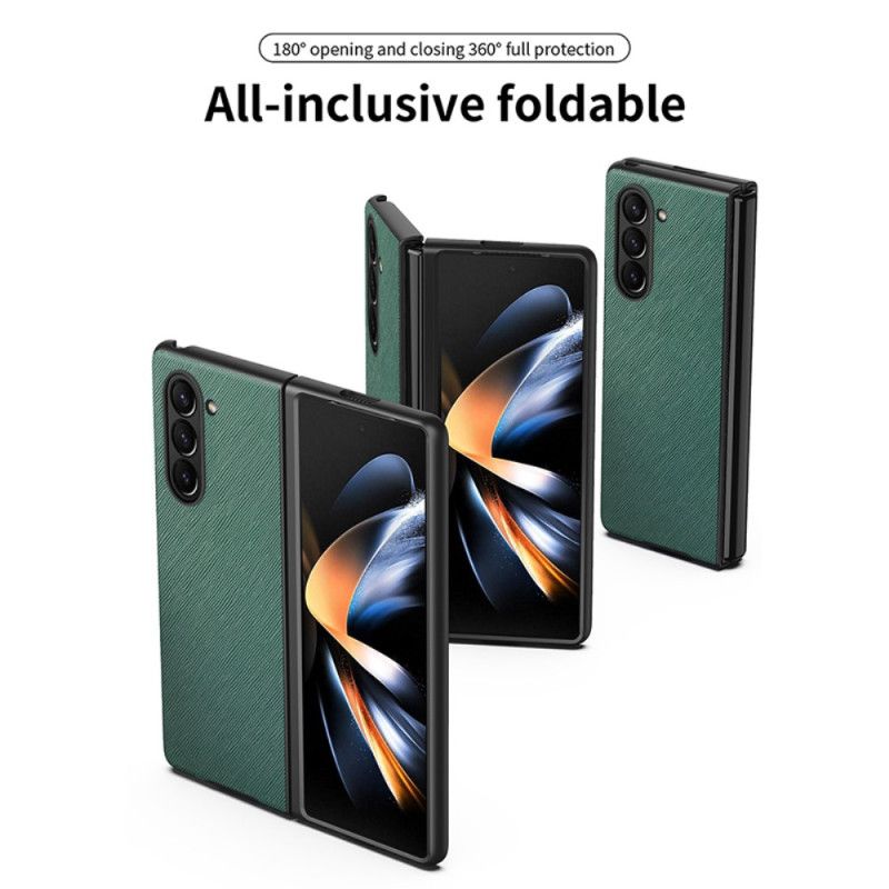 Hülle Samsung Galaxy Z Fold 5 Handyhülle Lederstil Mit Webeffekt