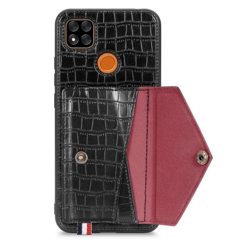 Hülle Xiaomi Redmi 9C Schwarz Krokodilkartenhalter Und -Halter