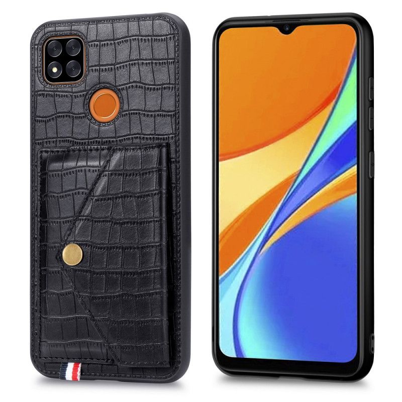 Hülle Xiaomi Redmi 9C Schwarz Krokodilkartenhalter Und -Halter