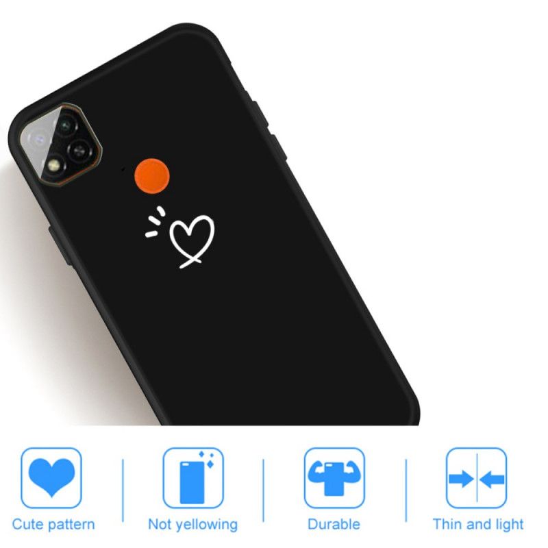 Hülle Xiaomi Redmi 9C Schwarz Schlagendes Herzsilikon