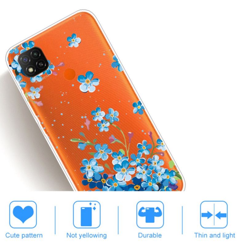 Hülle Xiaomi Redmi 9C Strauß Blauer Blumen