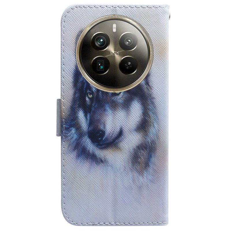 Lederhüllen Für Realme 12 Pro / 12 Pro Plus Wolf-aquarell