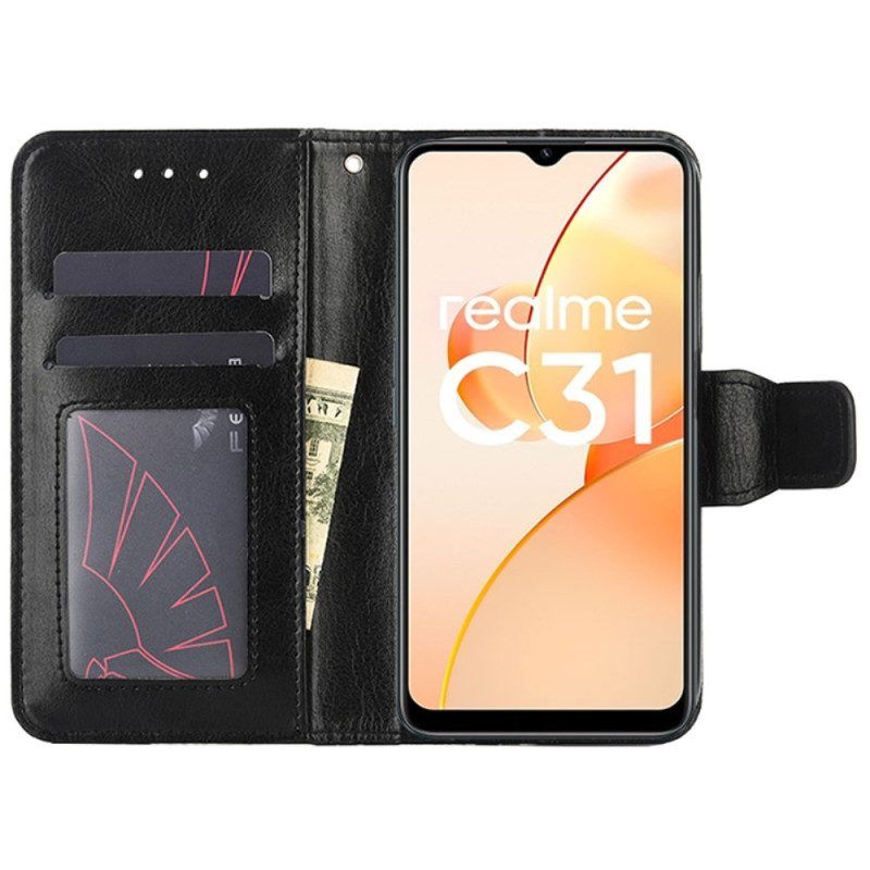 Flip Case Für Realme C31 Vintage-kunstleder