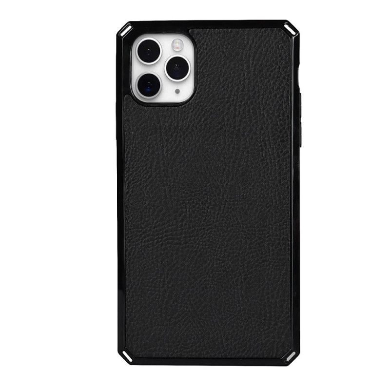 Flip Case iPhone 11 Pro Max Schwarz Abnehmbare Schale Aus Echtem Litschileder