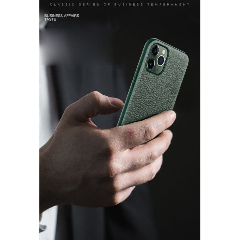 Hülle iPhone 11 Pro Max Schwarz Litchi Sulada Leder Stil