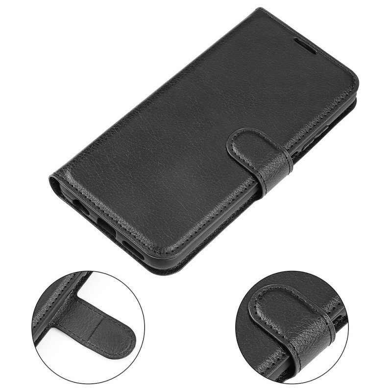 Flip Case Für Xiaomi Redmi Note 12 5G Klassischer Litschi-ledereffekt