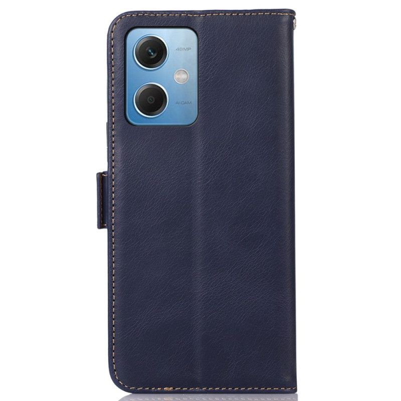 Flip Case Für Xiaomi Redmi Note 12 5G Rfid-funktion Aus Echtem Leder