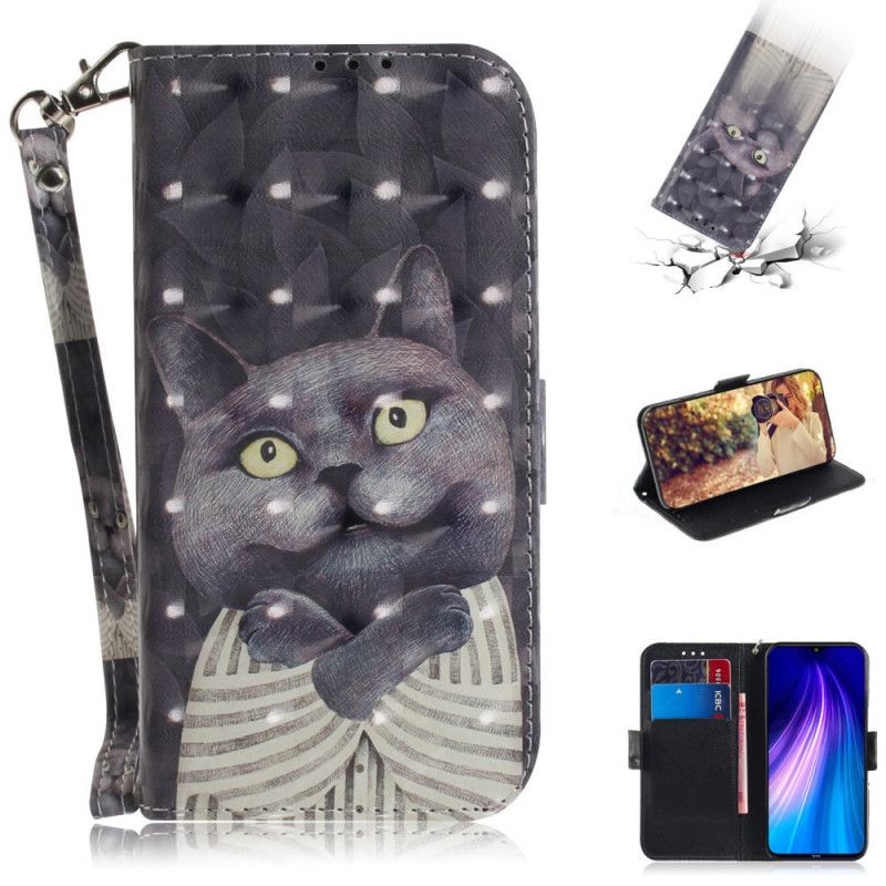 Lederhüllen Xiaomi Redmi Note 8 Graue Katze Mit Tanga