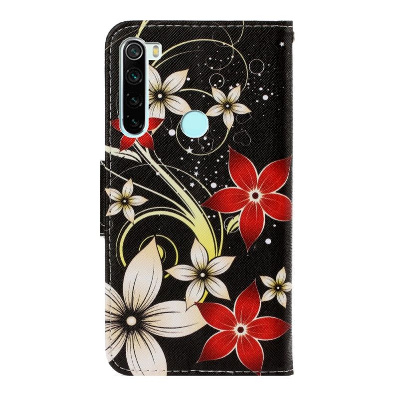 Lederhüllen Xiaomi Redmi Note 8 Handyhülle Bunte Blumen Mit Tanga