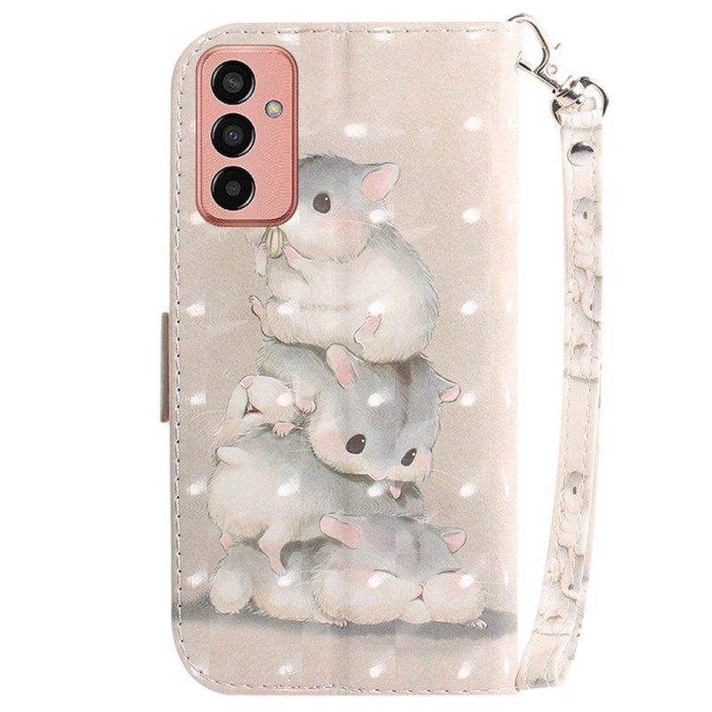 Flip Case Für Samsung Galaxy M13 Hamster Mit Schlüsselband