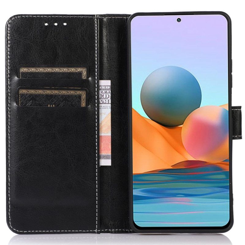 Flip Case Für Samsung Galaxy M13 Lederstil Und Nähte