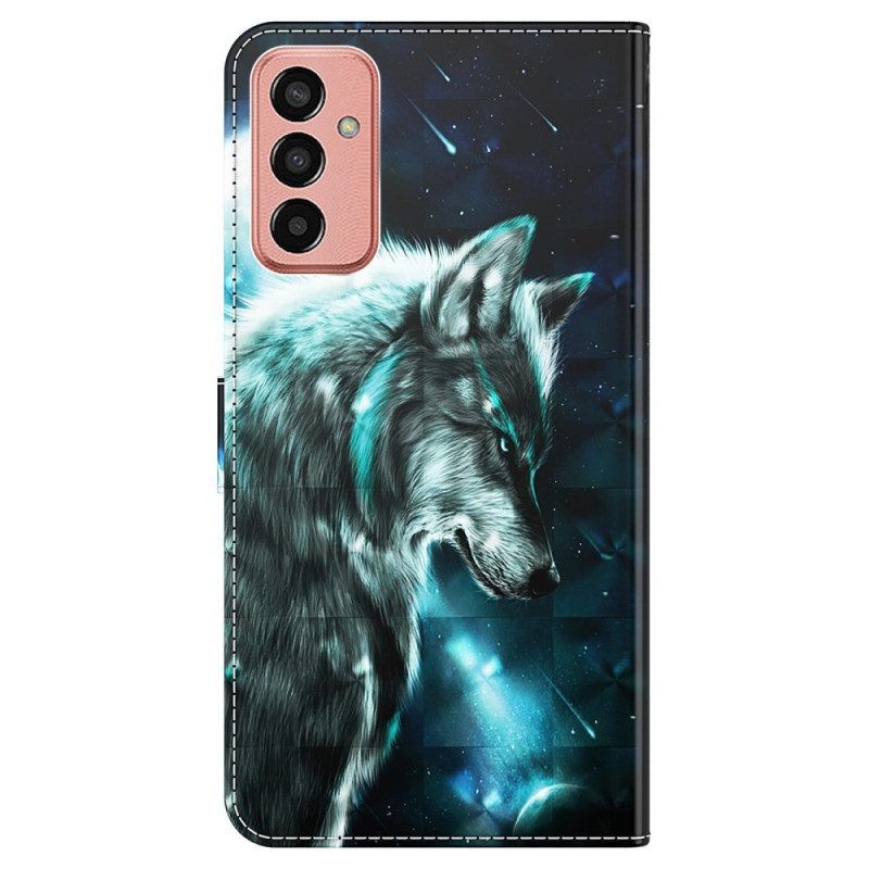 Flip Case Für Samsung Galaxy M13 Wolf Mit Schlüsselband