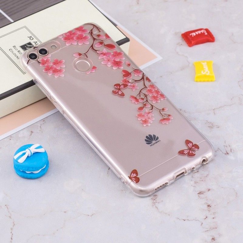 Hülle Huawei P Smart Transparenter Blühender Baum