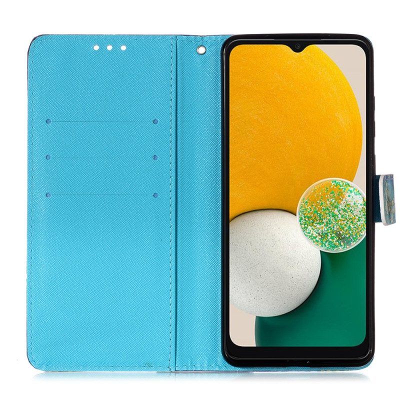 Flip Case Für Samsung Galaxy A54 5G Fräulein Eule Mit Schlüsselband