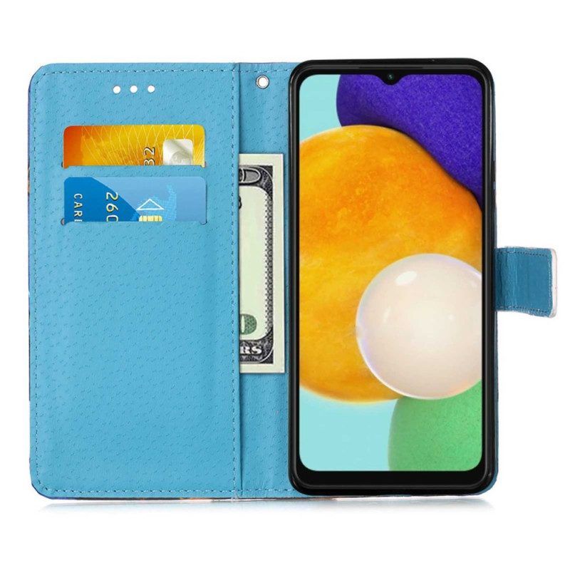 Flip Case Für Samsung Galaxy A54 5G Mit Kordel Bunte Tanga-schmetterlinge