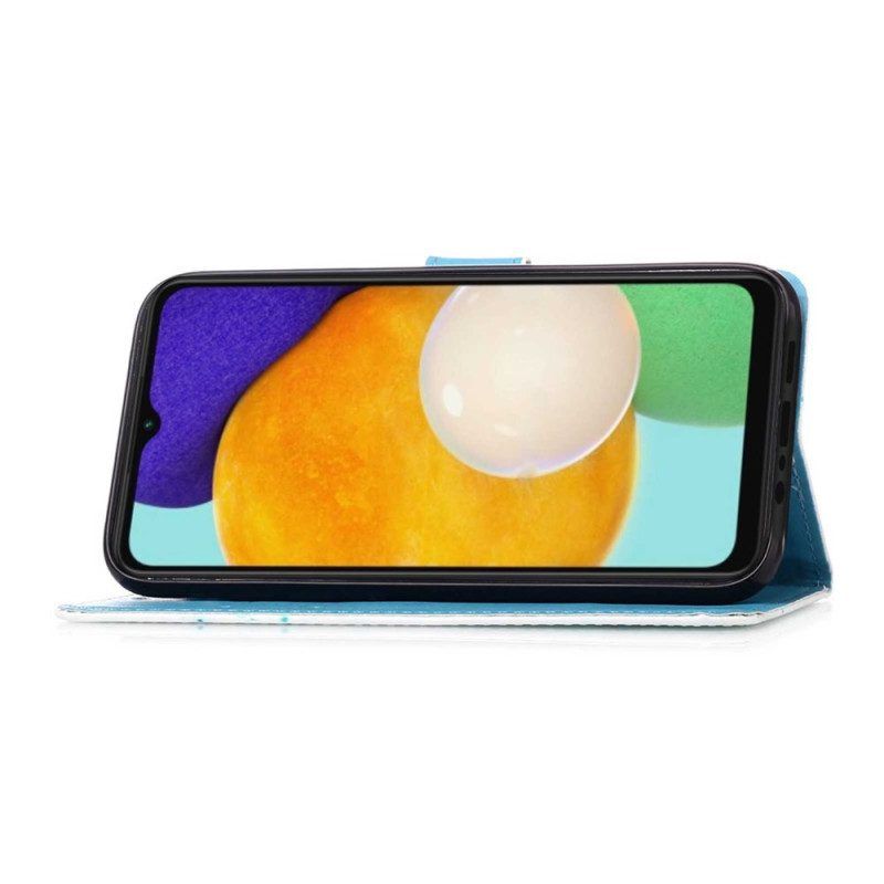 Flip Case Für Samsung Galaxy A54 5G Mit Kordel Bunte Tanga-schmetterlinge