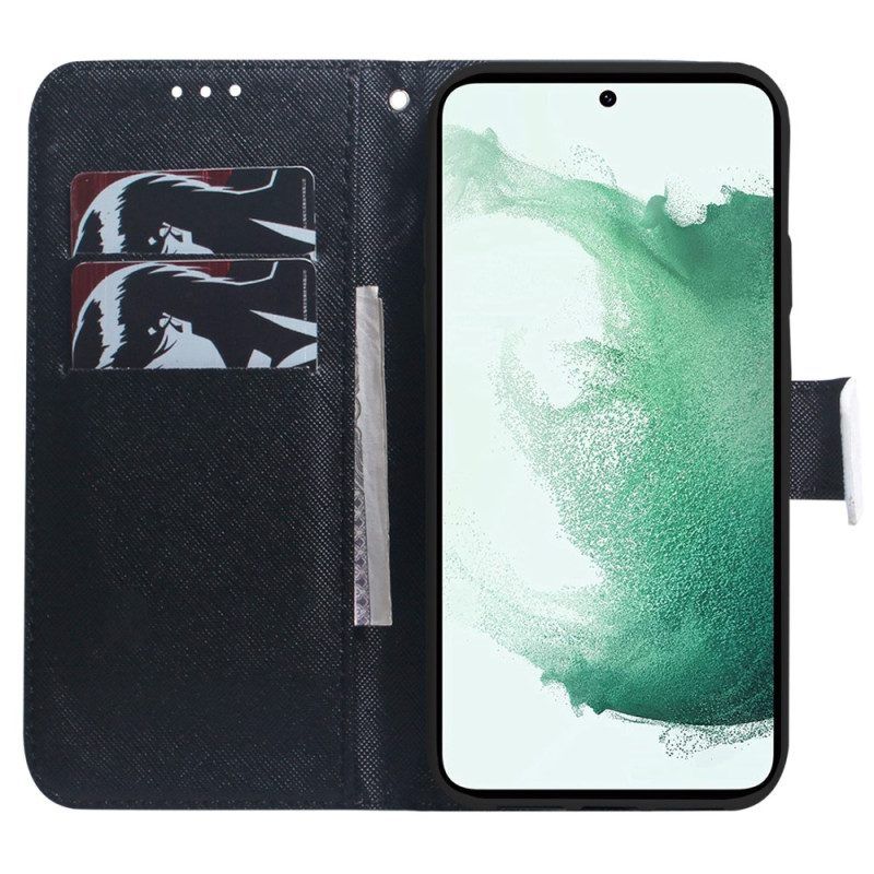 Flip Case Für Samsung Galaxy A54 5G Mit Kordel Lanyard Panda-fächer