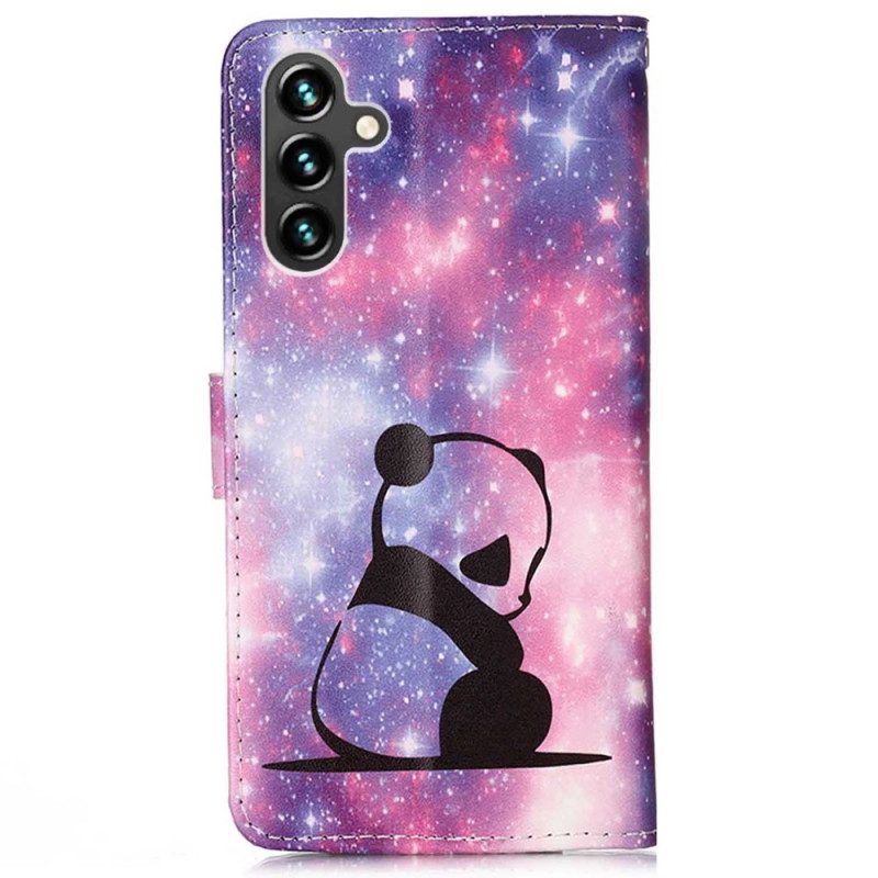 Flip Case Für Samsung Galaxy A54 5G Mit Kordel Schlüsselband Galaxy Panda