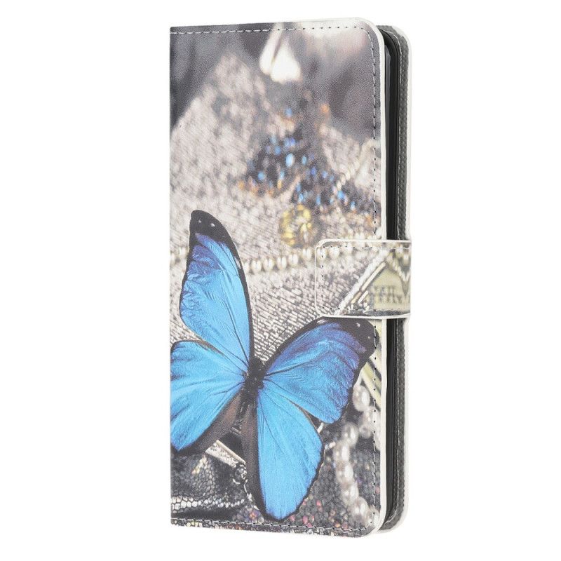 Lederhüllen Huawei P40 Lite E / Y7p Blauer Schmetterling