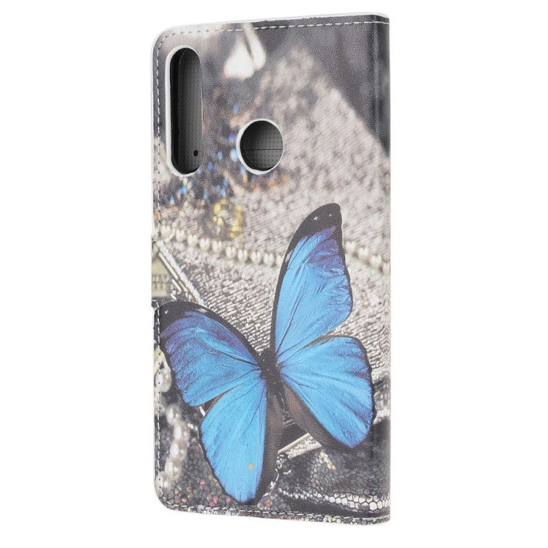 Lederhüllen Huawei P40 Lite E / Y7p Blauer Schmetterling