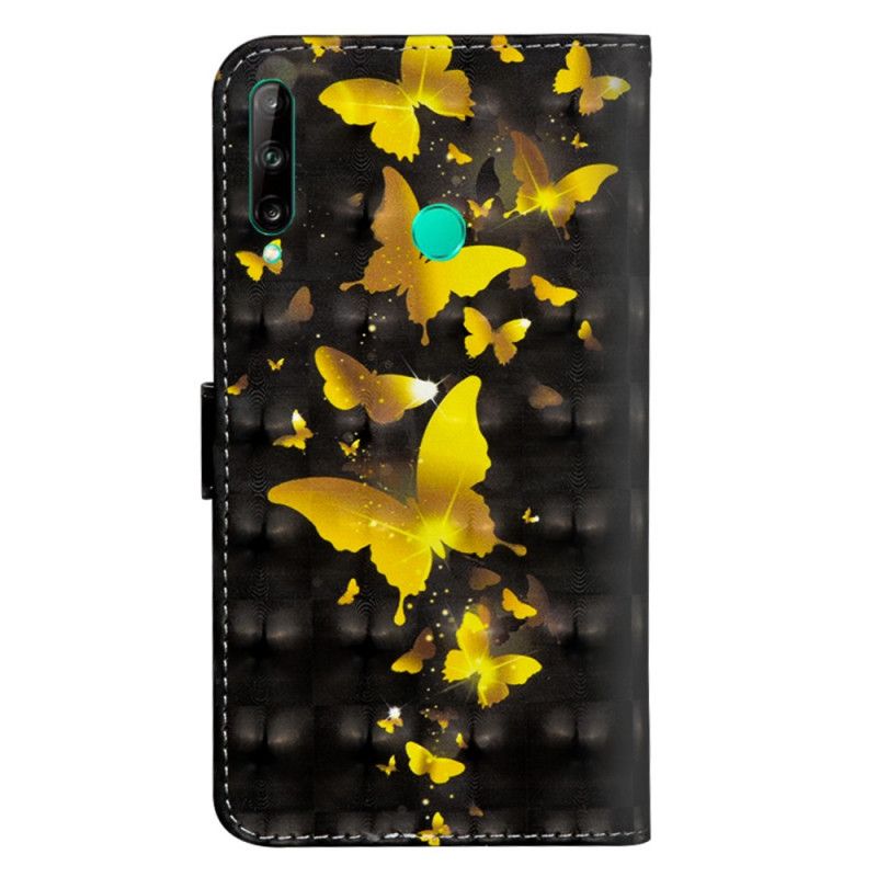 Lederhüllen Huawei P40 Lite E / Y7p Gelbe Schmetterlinge