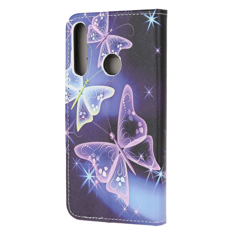 Lederhüllen Huawei P40 Lite E / Y7p Hellblau Schmetterlinge Und Blumen