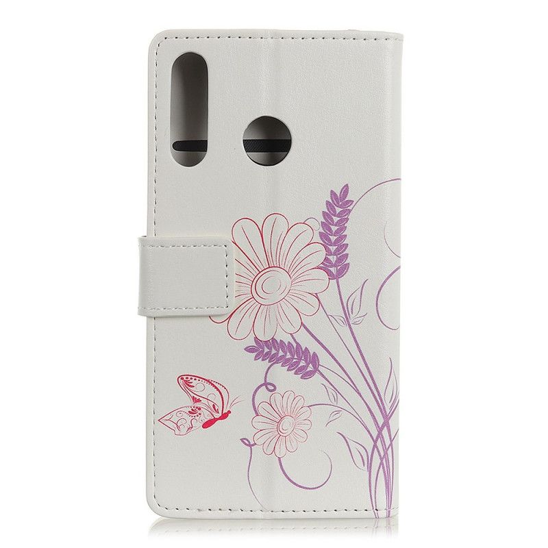 Lederhüllen Huawei P40 Lite E / Y7p Schmetterlinge Und Blumen Zeichnen