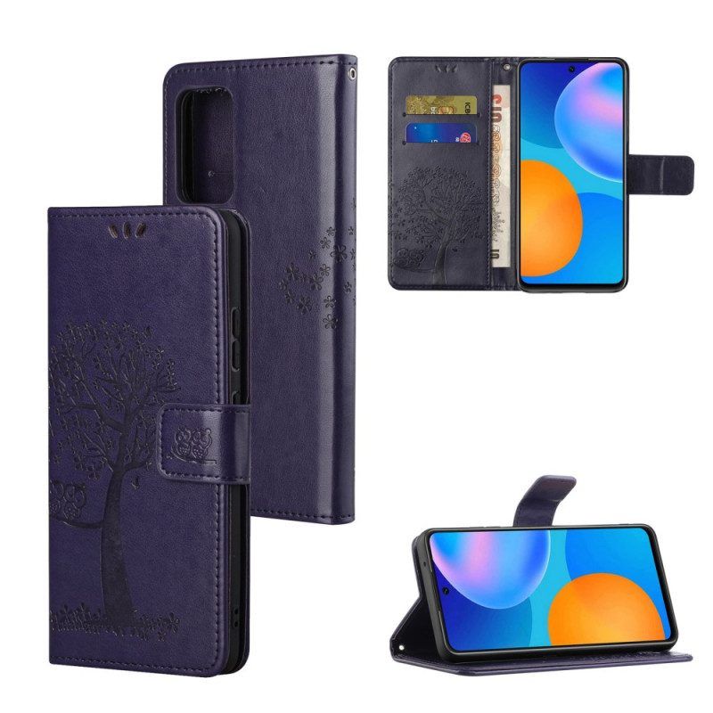 Flip Case Für Xiaomi Redmi Note 11 / 11S Mit Kordel Tangabaum Und Eulen