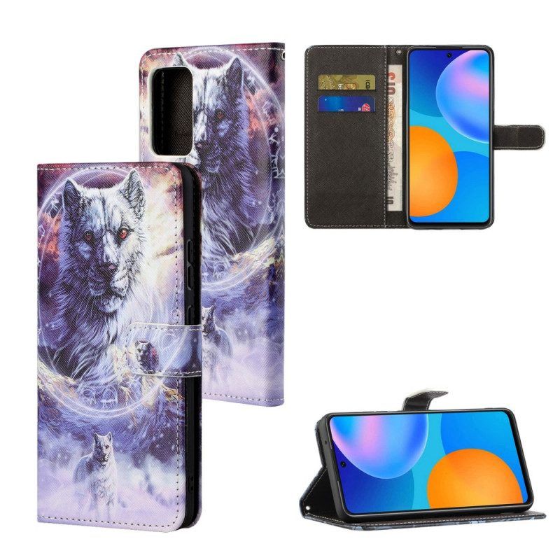 Flip Case Für Xiaomi Redmi Note 11 / 11S Wolf Im Winter Mit Schlüsselband