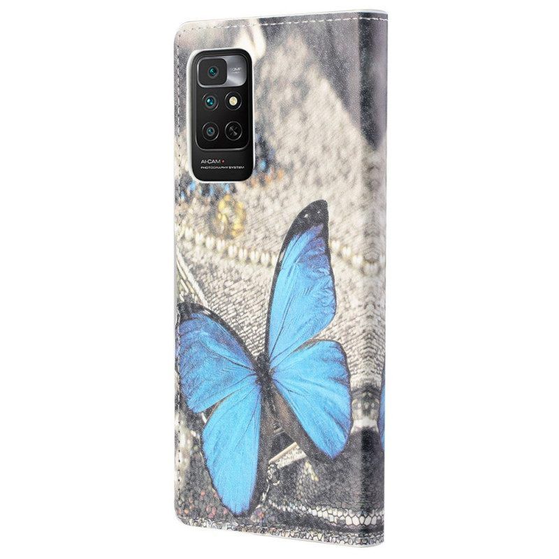 Lederhüllen Für Xiaomi Redmi Note 11 / 11S Blauer Schmetterling