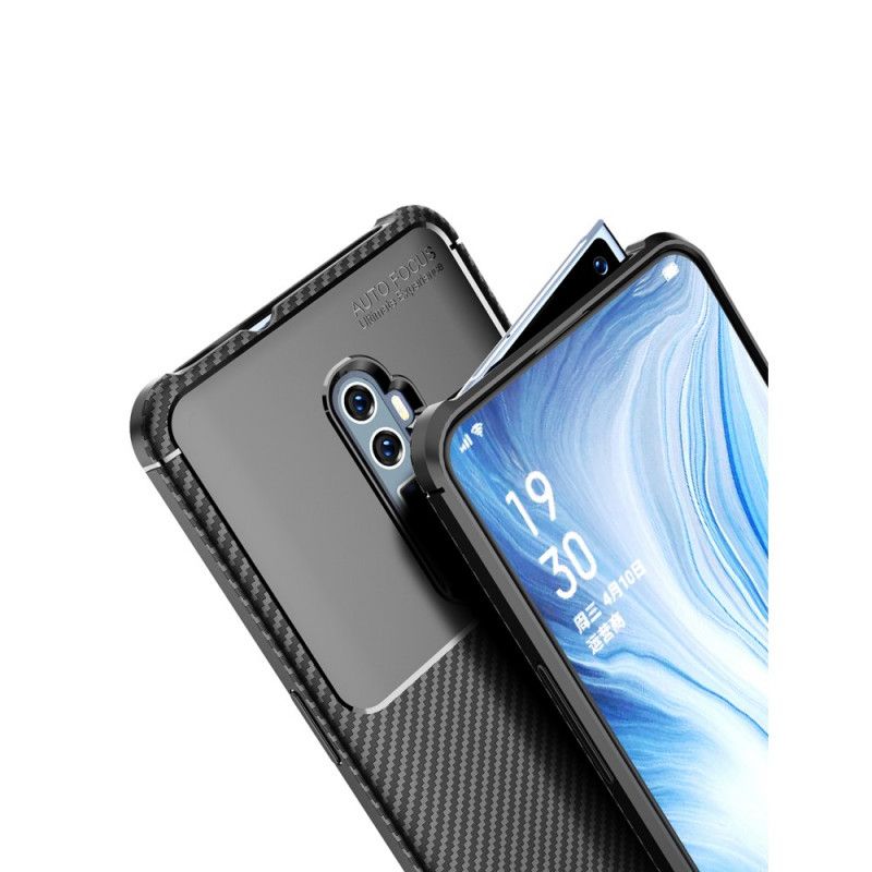 Hülle Oppo Reno 10x Zoom Schwarz Flexible Kohlefasertextur