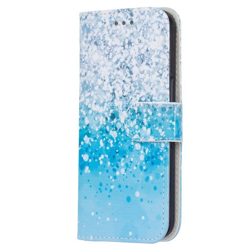 Flip Case Für Samsung Galaxy S22 Plus 5G Blauer Glitzerverlauf