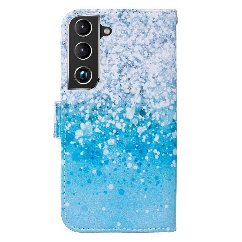 Flip Case Für Samsung Galaxy S22 Plus 5G Blauer Glitzerverlauf