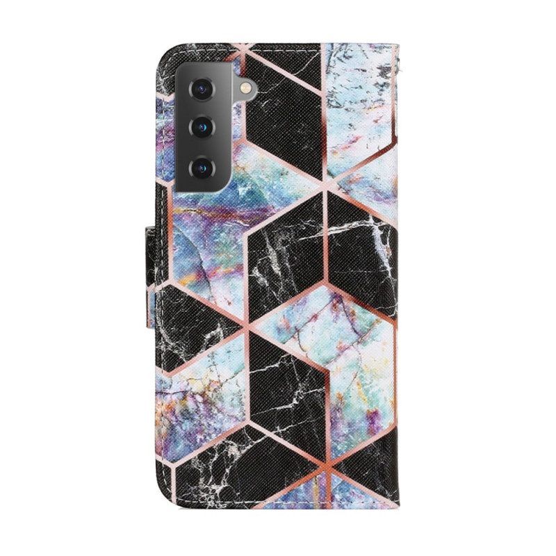 Flip Case Für Samsung Galaxy S22 Plus 5G Geometrischer Marmor