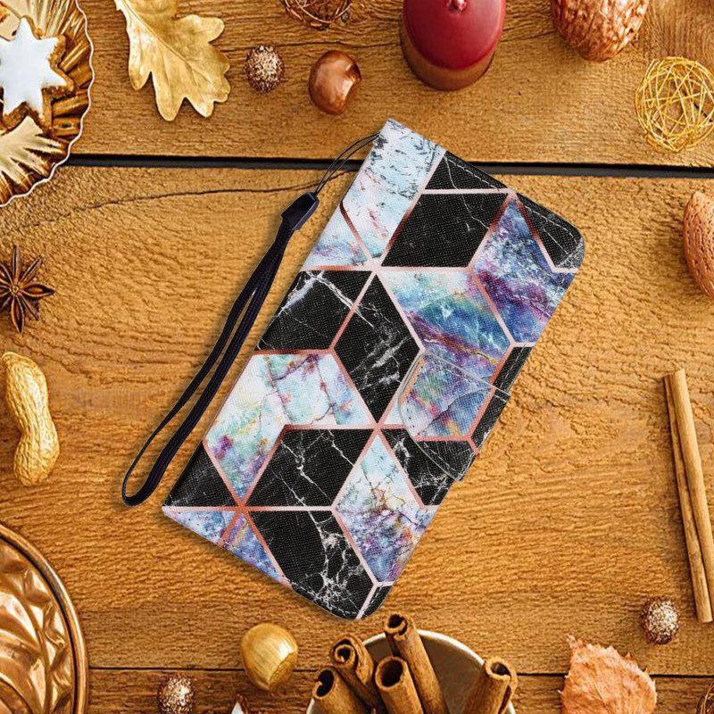 Flip Case Für Samsung Galaxy S22 Plus 5G Geometrischer Marmor