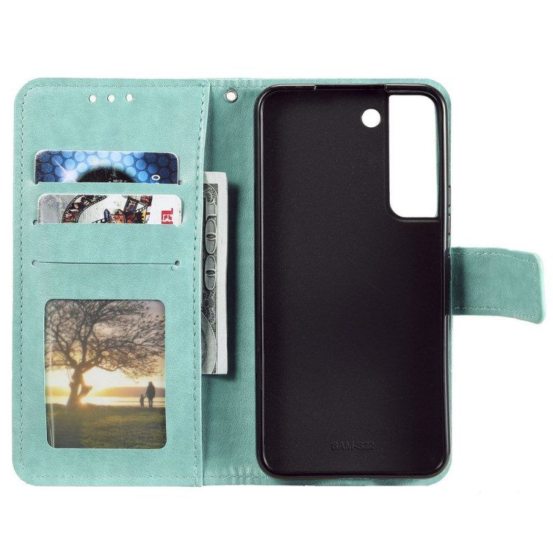 Flip Case Für Samsung Galaxy S22 Plus 5G Sonnenmandala