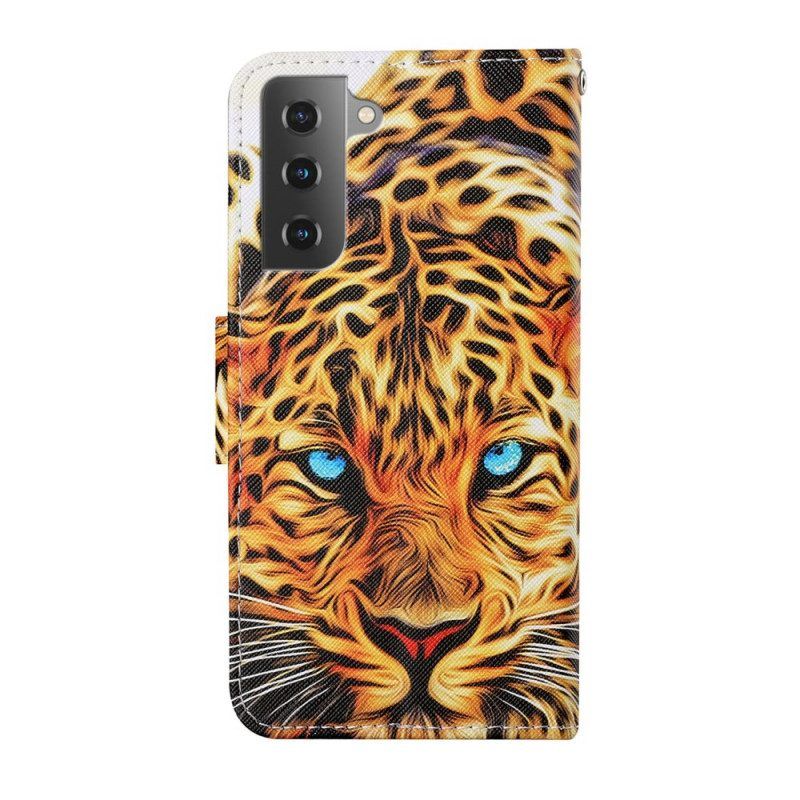 Flip Case Für Samsung Galaxy S22 Plus 5G Tiger Mit Schlüsselband