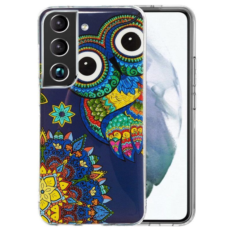 Handyhülle Für Samsung Galaxy S22 Plus 5G Fluoreszierendes Eulen-mandala