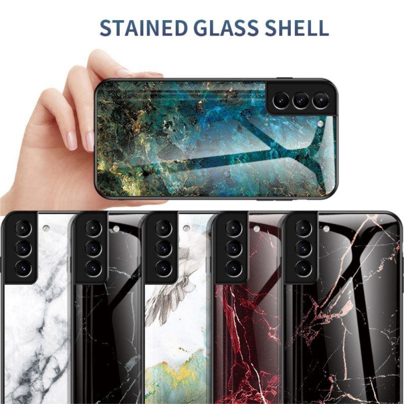 Hülle Für Samsung Galaxy S22 Plus 5G Marmorfarben Gehärtetes Glas