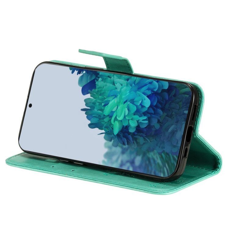 Lederhüllen Für Samsung Galaxy S22 Plus 5G Mit Kordel Baum Und Riemchenkatze