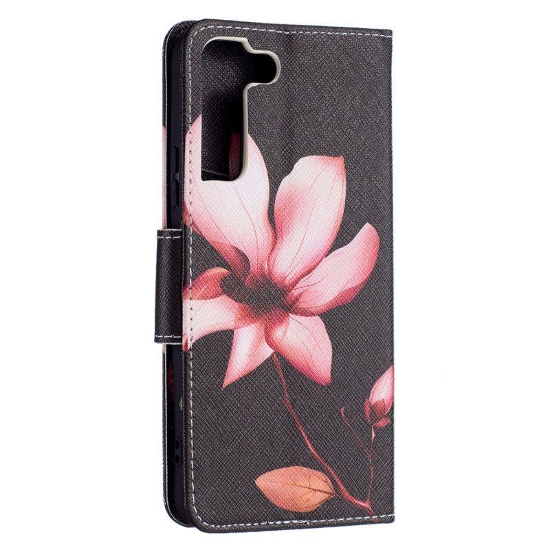 Lederhüllen Für Samsung Galaxy S22 Plus 5G Pinke Blume