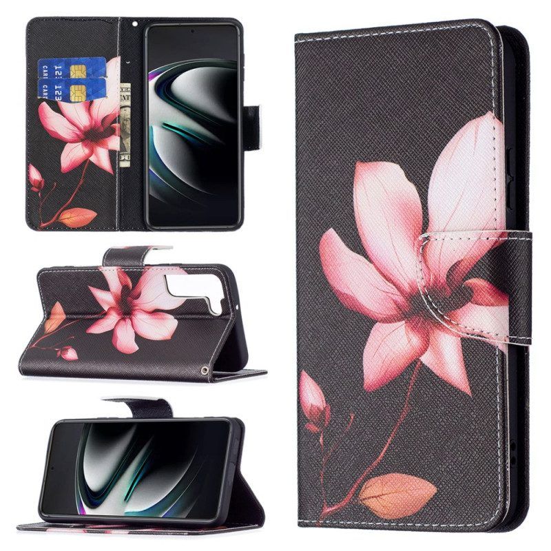 Lederhüllen Für Samsung Galaxy S22 Plus 5G Pinke Blume