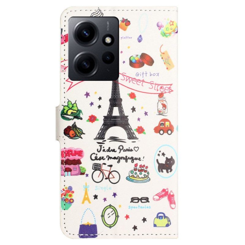 Flip Case Für Xiaomi Redmi Note 12 4G Ich Liebe Paris