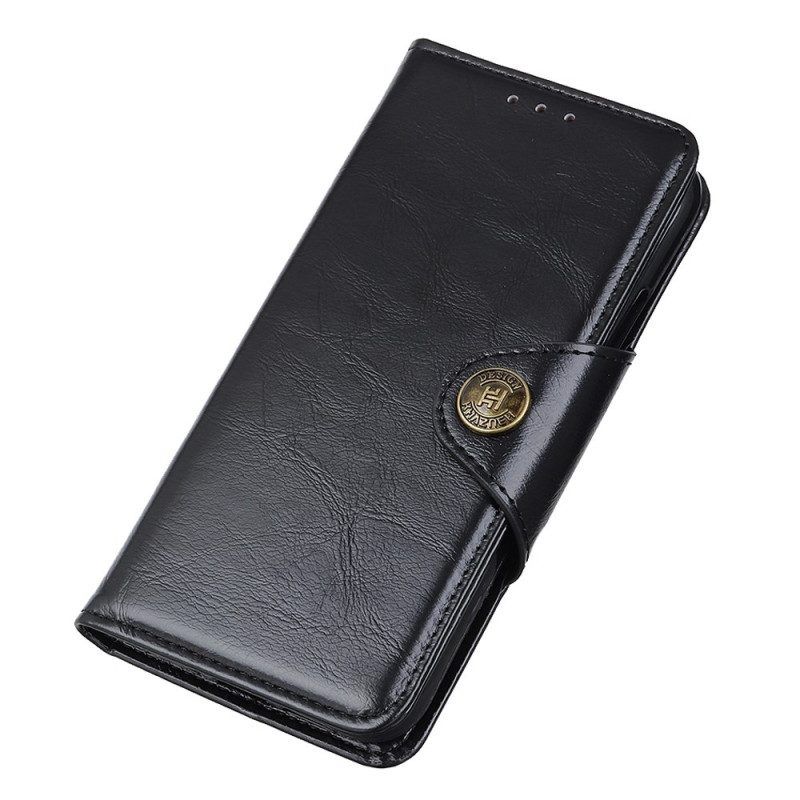 Flip Case Für Xiaomi Redmi Note 12 4G Khazneh-knopf Aus Lacklederimitat