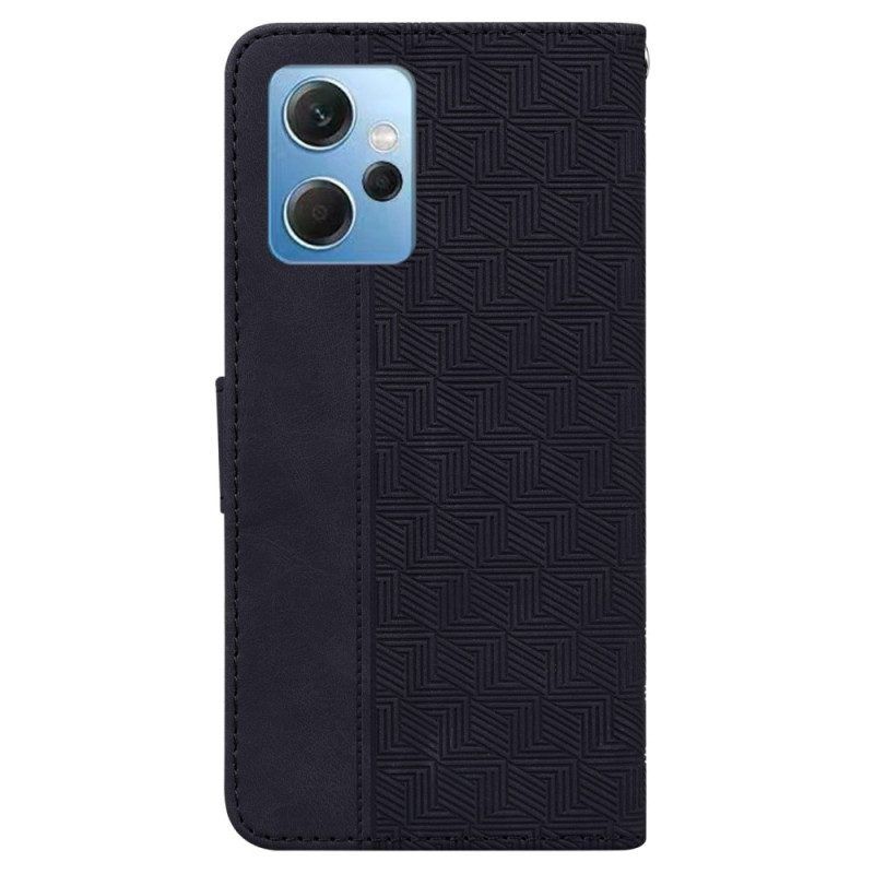 Flip Case Für Xiaomi Redmi Note 12 4G Mit Kordel Riemchenmuster