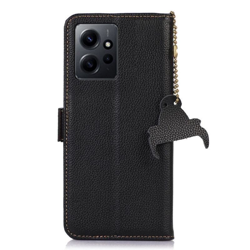 Lederhüllen Für Xiaomi Redmi Note 12 4G Echtes Rfid-strukturiertes Leder