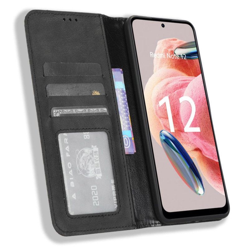 Schutzhülle Für Xiaomi Redmi Note 12 4G Flip Case Stilisierter Lederstil