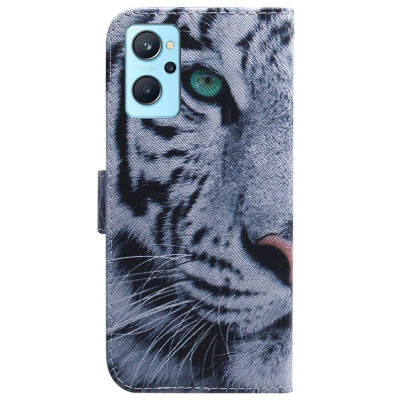 Flip Case Für Realme 9i Weißer Tiger